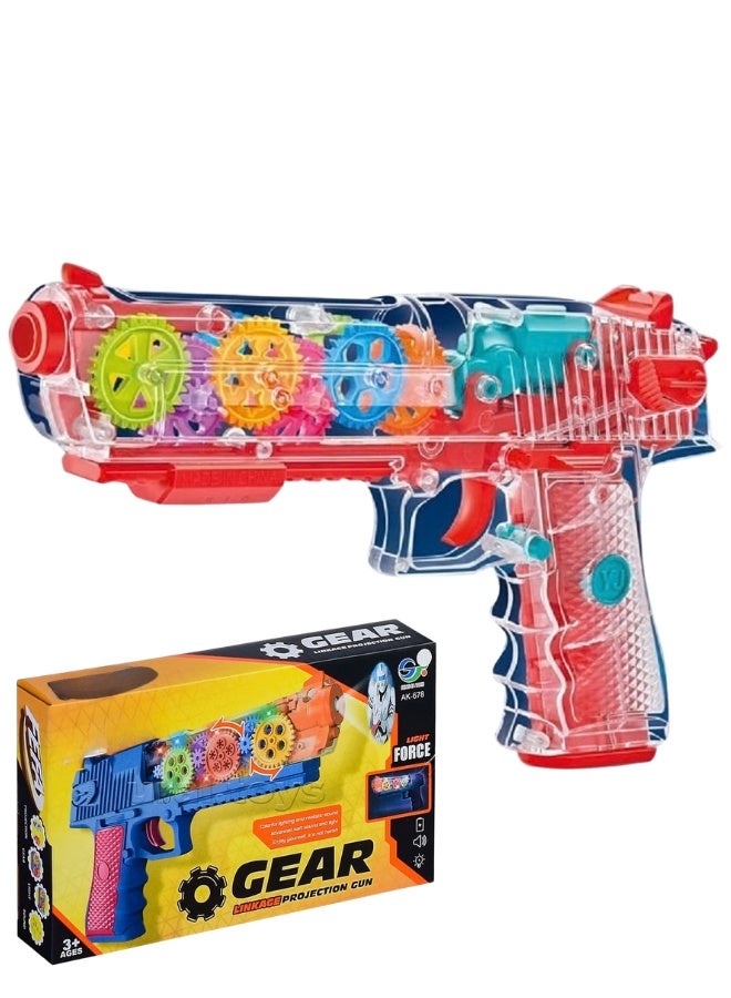 DAT Light-Up Transparent Gear Toy Gun with Sound & Moving Gears, Battery Operated (3×AA) – Kids 3+ - Image 2